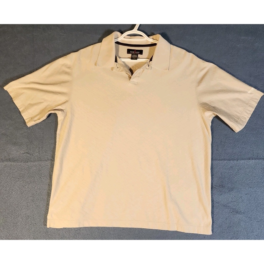 Weir Golf Polo Shirt Size L Waffle Textured Diamond Grid Patten 100% Cotton